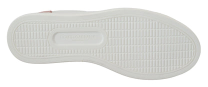 Zapatillas bajas elegantes de cuero blanco y rosa