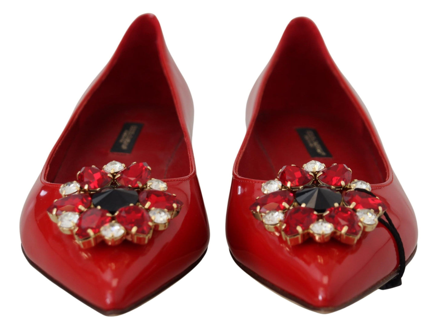 Mocasines de ante rojo con cristales: elegancia exquisita