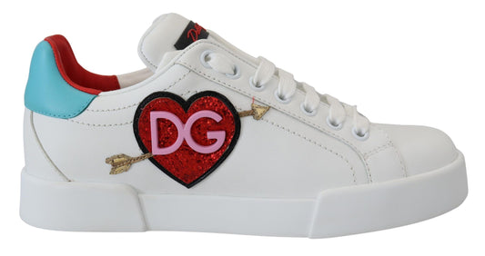 Elegantes zapatillas blancas de piel Portofino