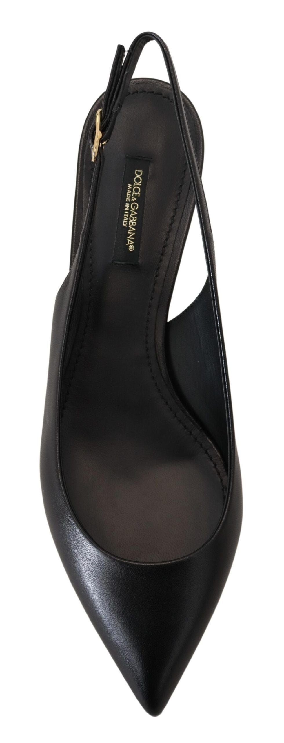 Elegantes zapatos de tacón de tiras de cuero negro