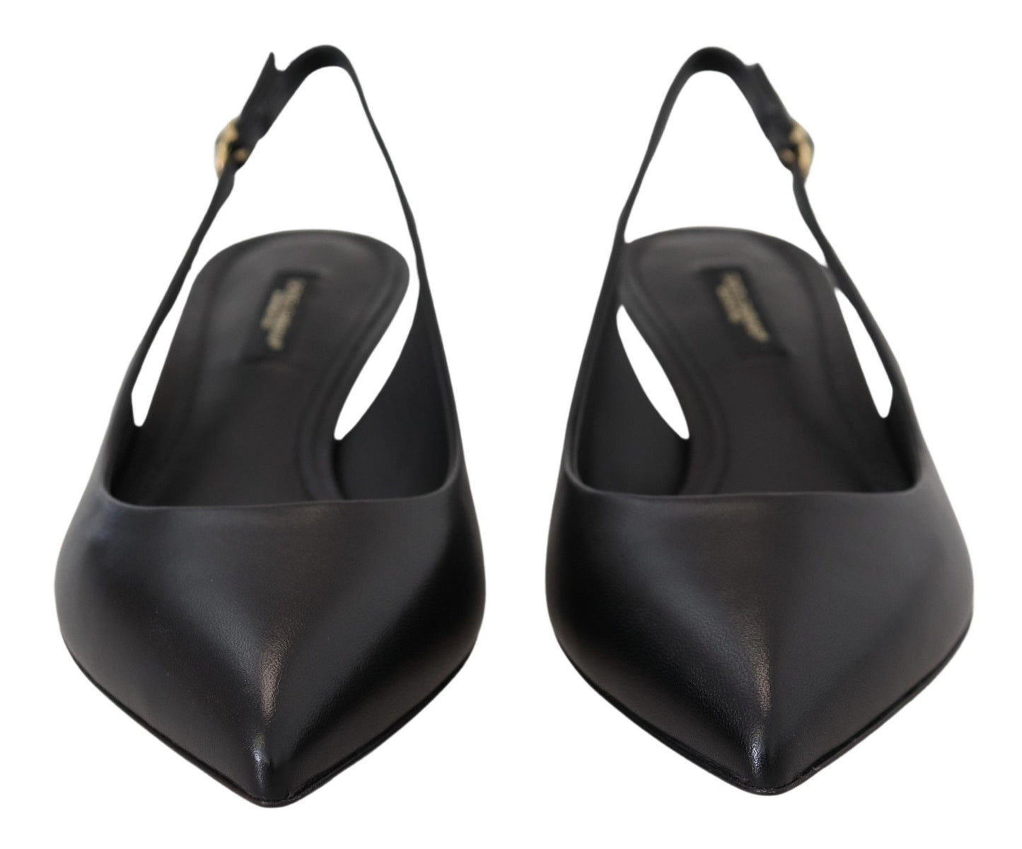 Elegantes zapatos de tacón de tiras de cuero negro