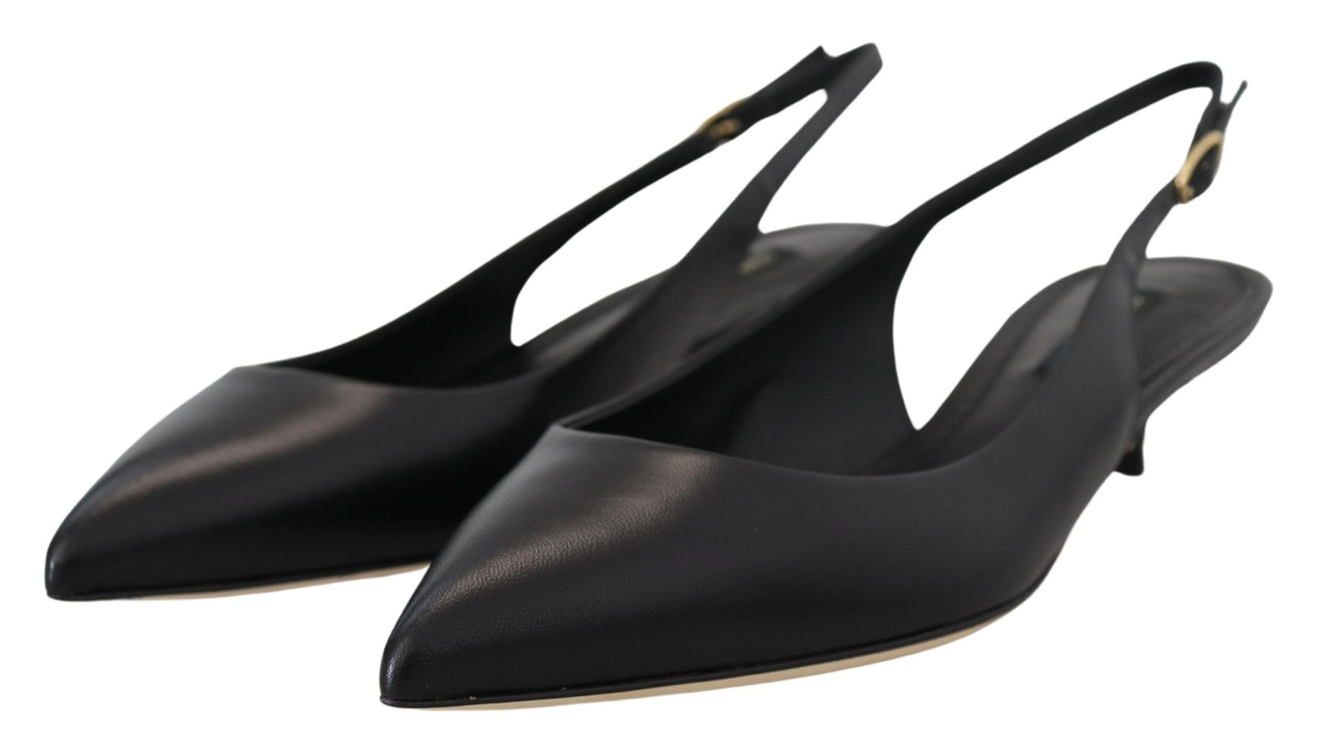Elegantes zapatos de tacón de tiras de cuero negro