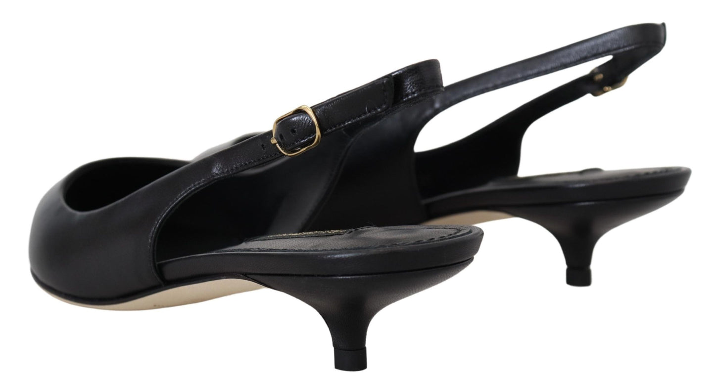 Elegantes zapatos de tacón de tiras de cuero negro