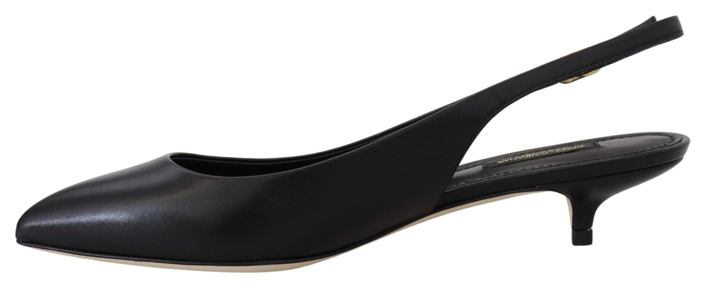 Elegantes zapatos de tacón de tiras de cuero negro