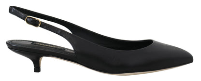 Elegantes zapatos de tacón de tiras de cuero negro