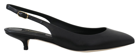 Elegantes zapatos de tacón de tiras de cuero negro