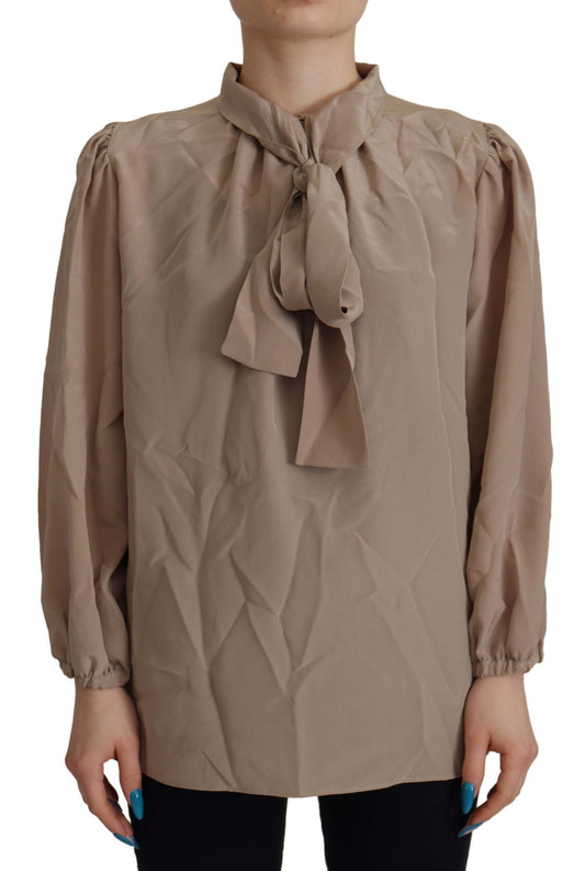 Elegante blusa de seda con cuello Ascot