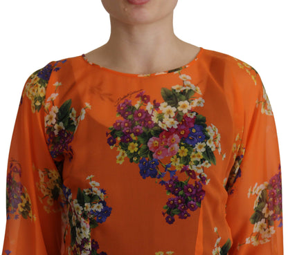 Elegante blusa de seda floral con cremallera en la espalda