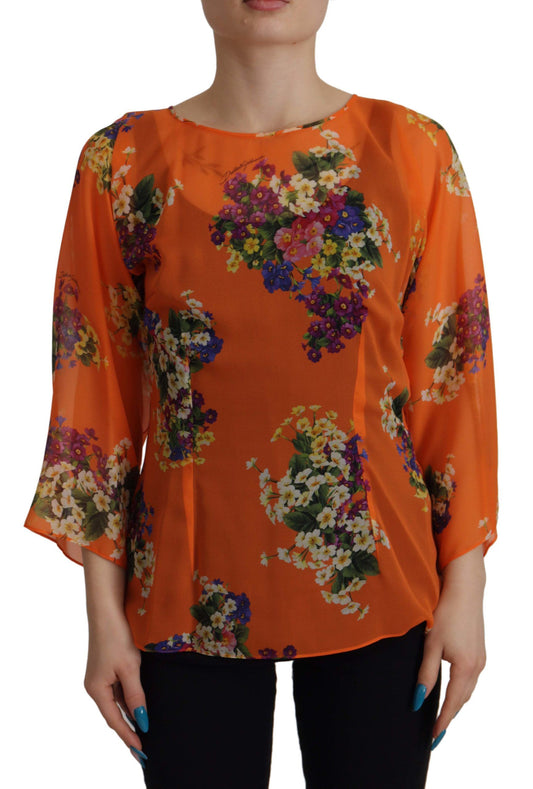 Elegante blusa de seda floral con cremallera en la espalda