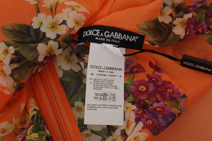 Elegante blusa de seda floral con cremallera en la espalda