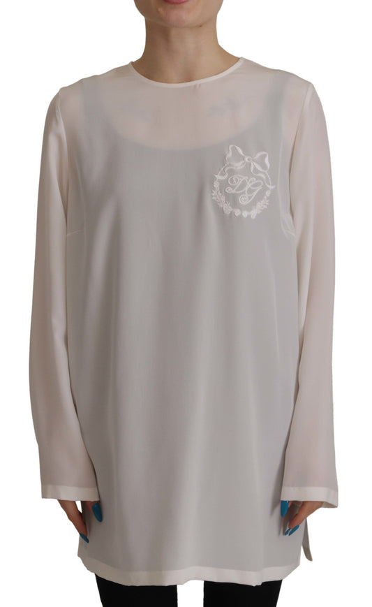 Elegante top de seda con bordado de logotipo