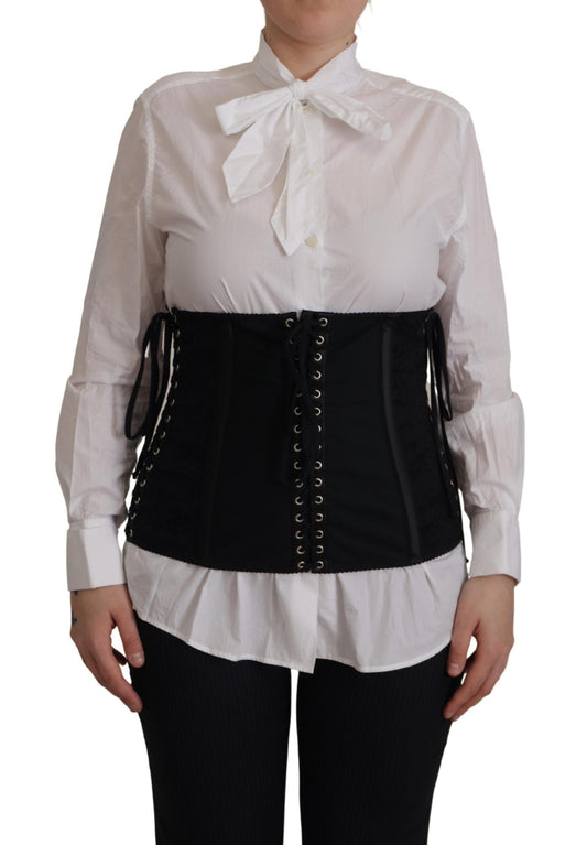 Elegante top con tirantes tipo corsé negro
