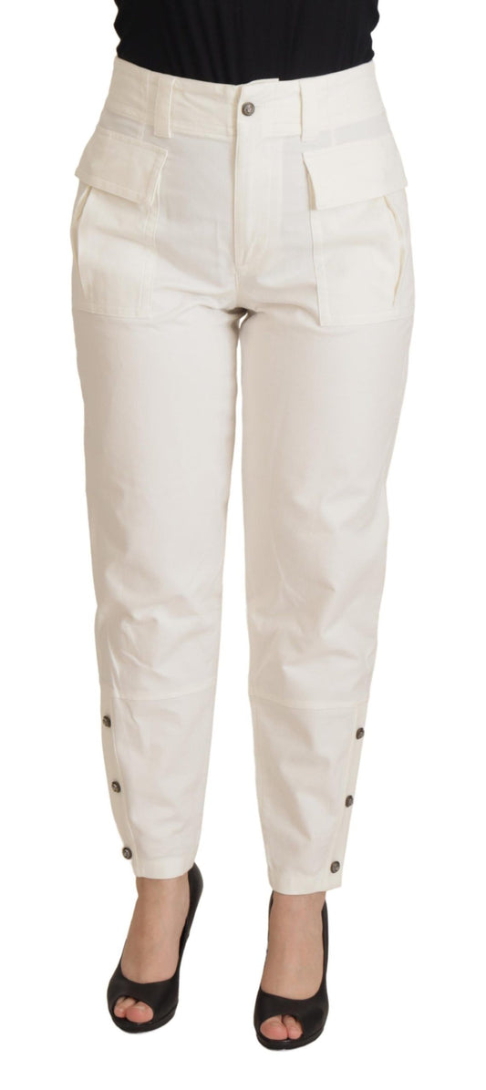 Pantalones elegantes blancos de cintura alta y corte cónico