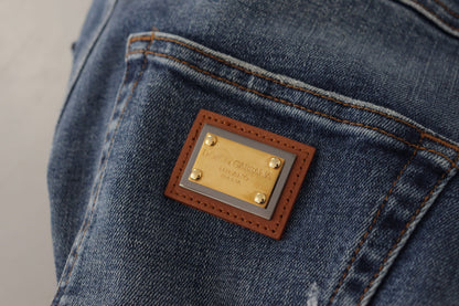 Vaqueros ajustados de diseño con cintura alta en azul