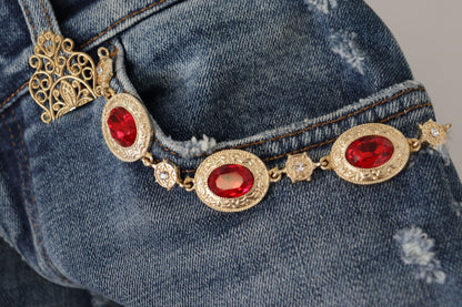 Vaqueros ajustados de diseño con cintura alta en azul