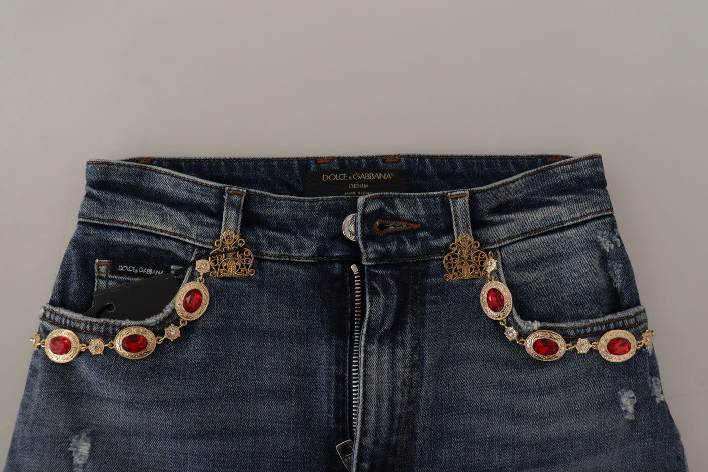 Vaqueros ajustados de diseño con cintura alta en azul