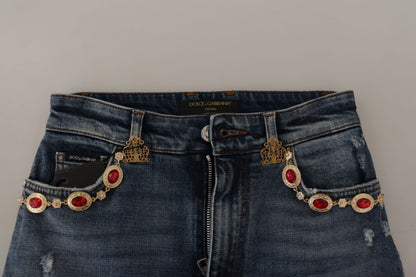 Vaqueros ajustados de diseño con cintura alta en azul