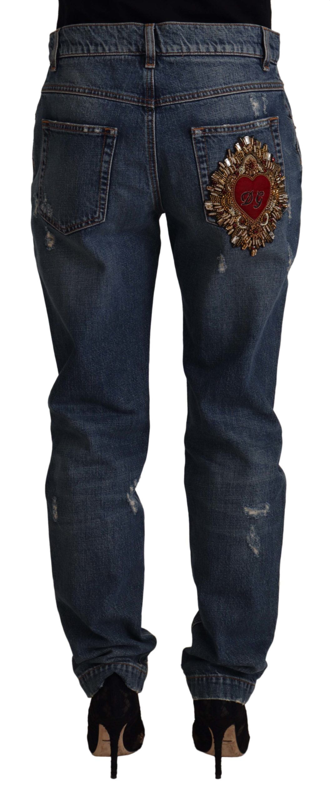 Vaqueros de mezclilla de cintura media con corte boyfriend chic