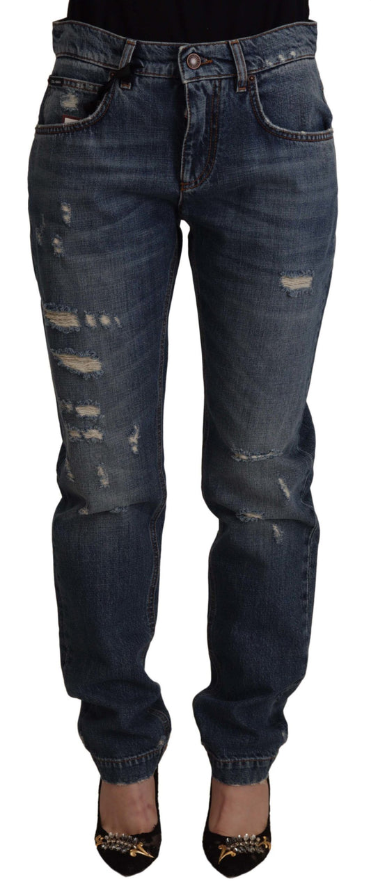 Vaqueros de mezclilla de cintura media con corte boyfriend chic