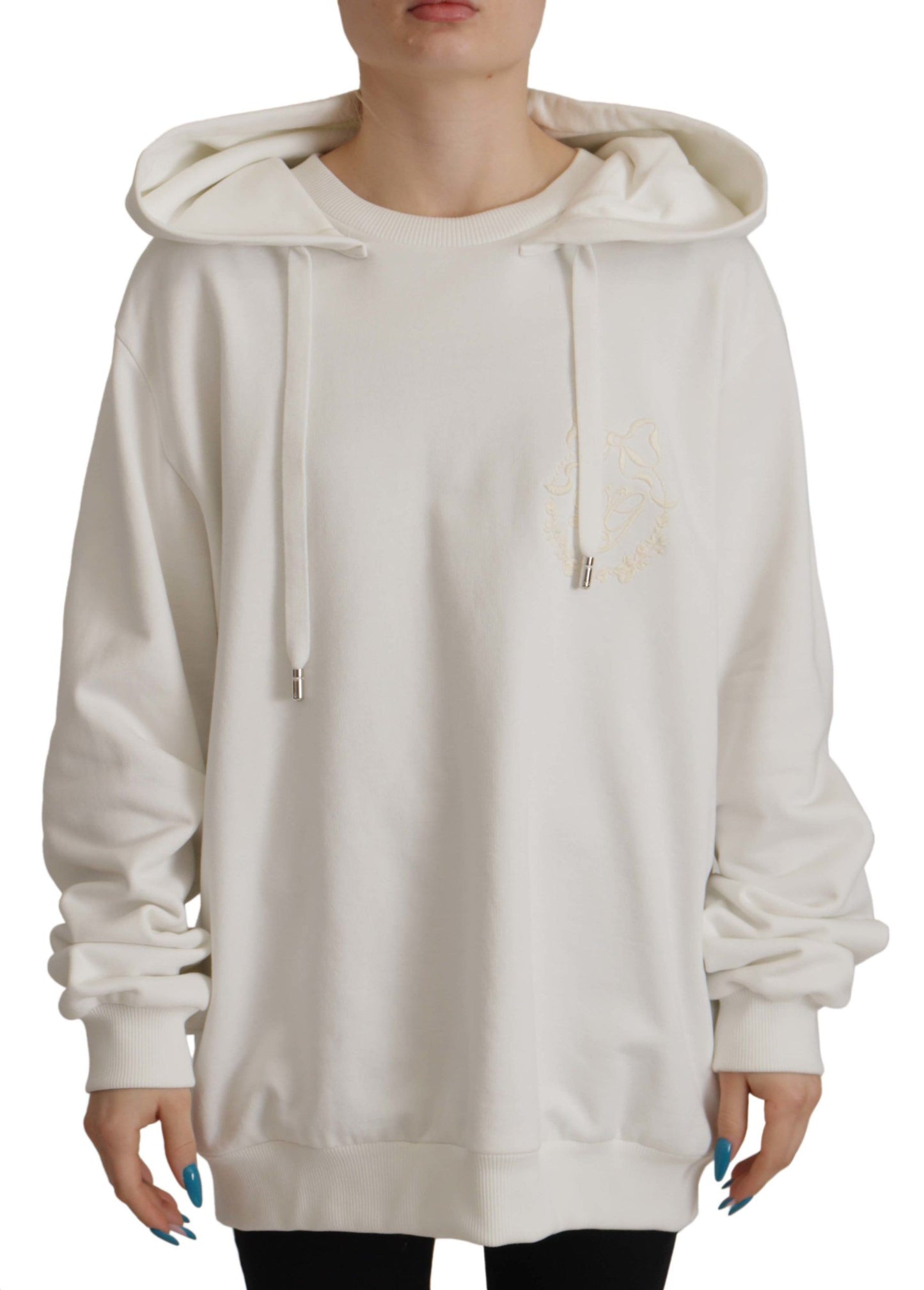 Suéter elegante con capucha blanca