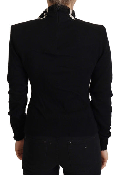 Elegante suéter de cuello alto de cachemira negra