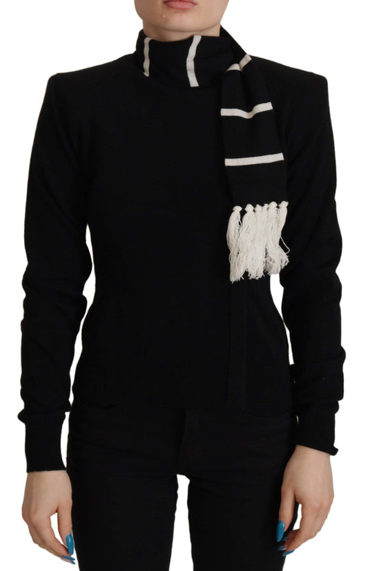 Elegante suéter de cuello alto de cachemira negra