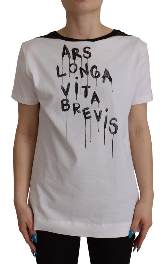 Elegante camiseta con eslogan y cuello redondo