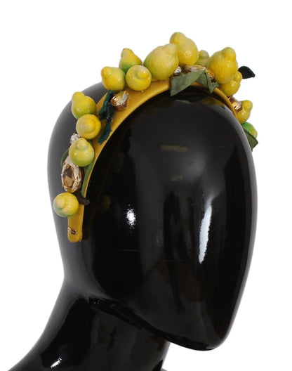 Exquisita diadema de seda con cristales de limón