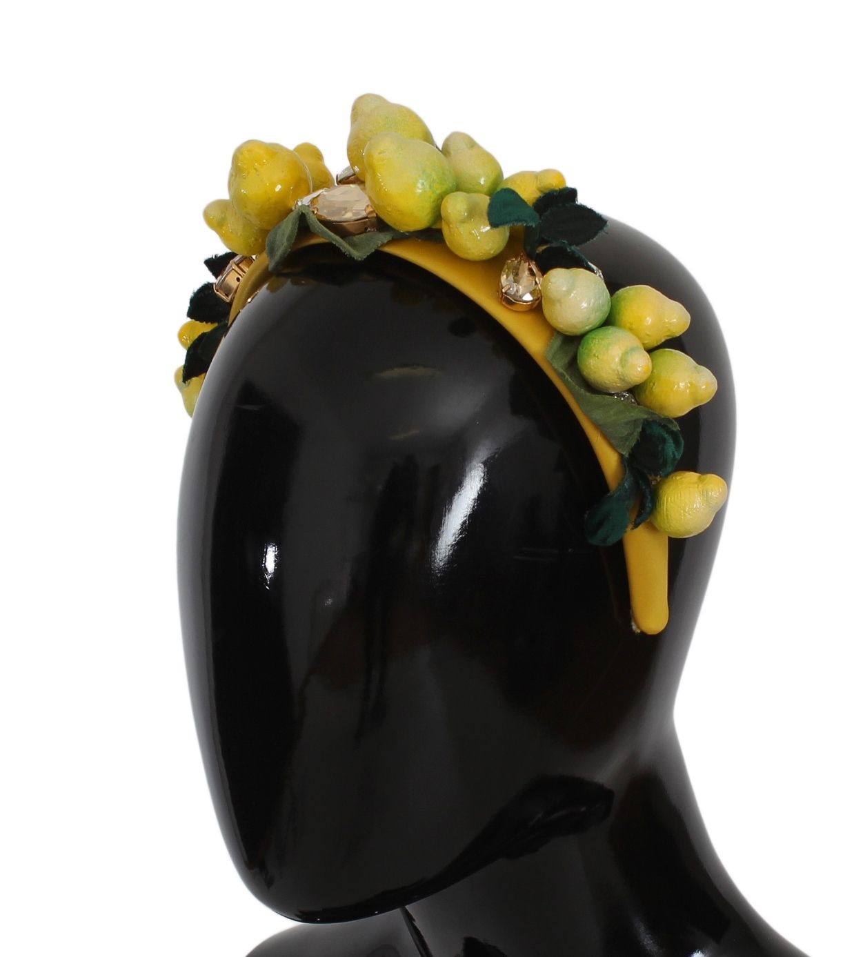 Exquisita diadema de seda con cristales de limón