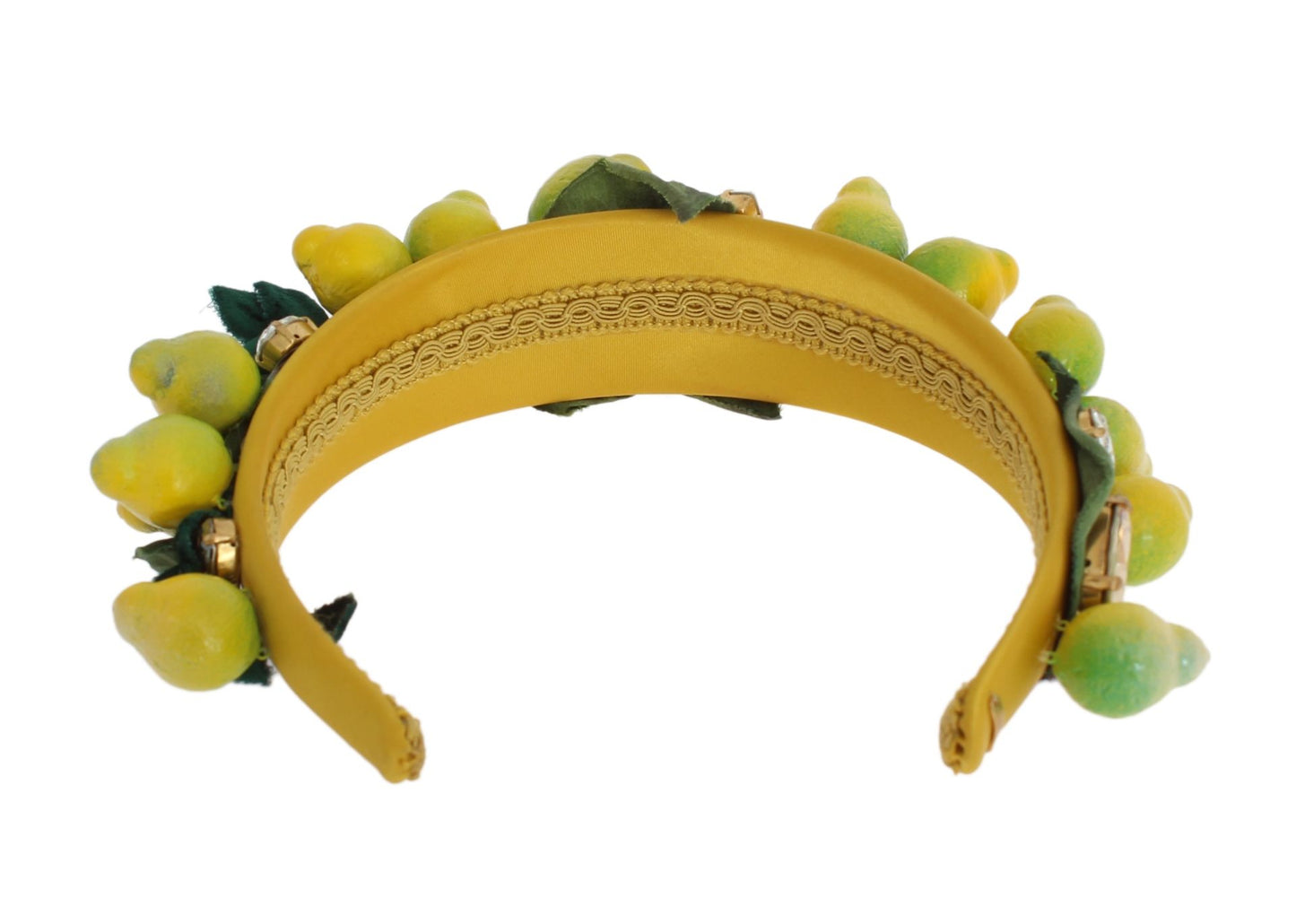 Exquisita diadema de seda con cristales de limón
