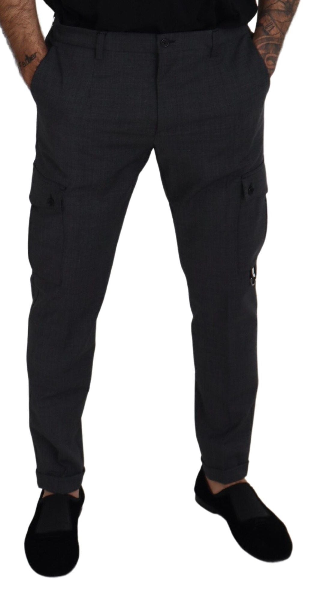 Pantalones cargo elegantes de corte entallado a cuadros