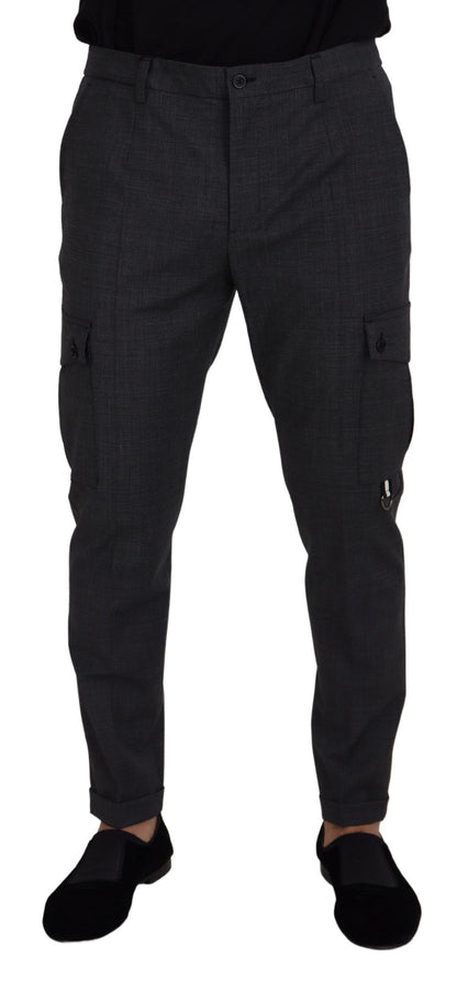 Pantalones cargo elegantes de corte entallado a cuadros