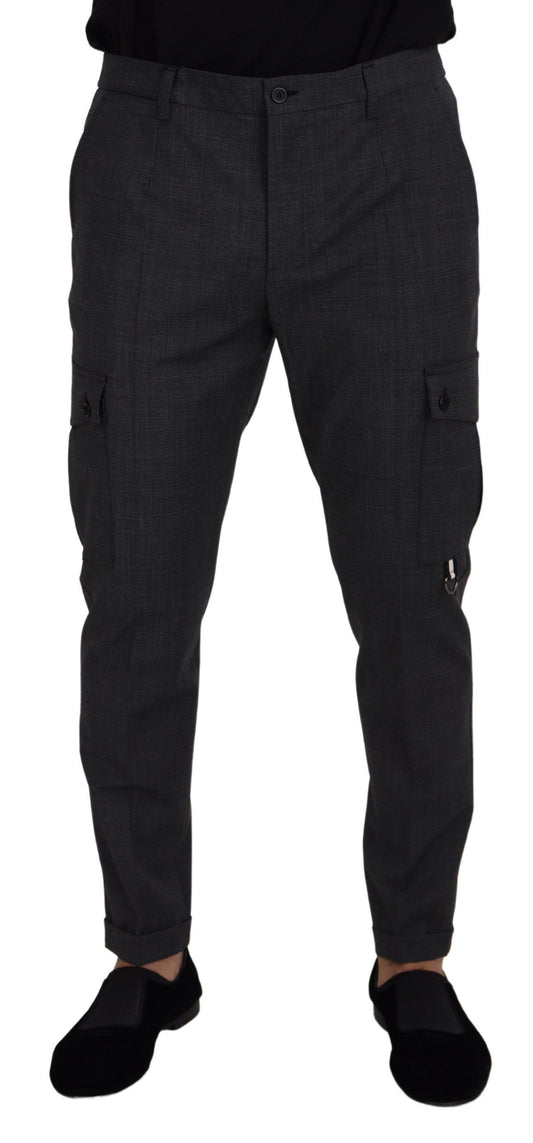 Pantalones cargo elegantes de corte entallado a cuadros