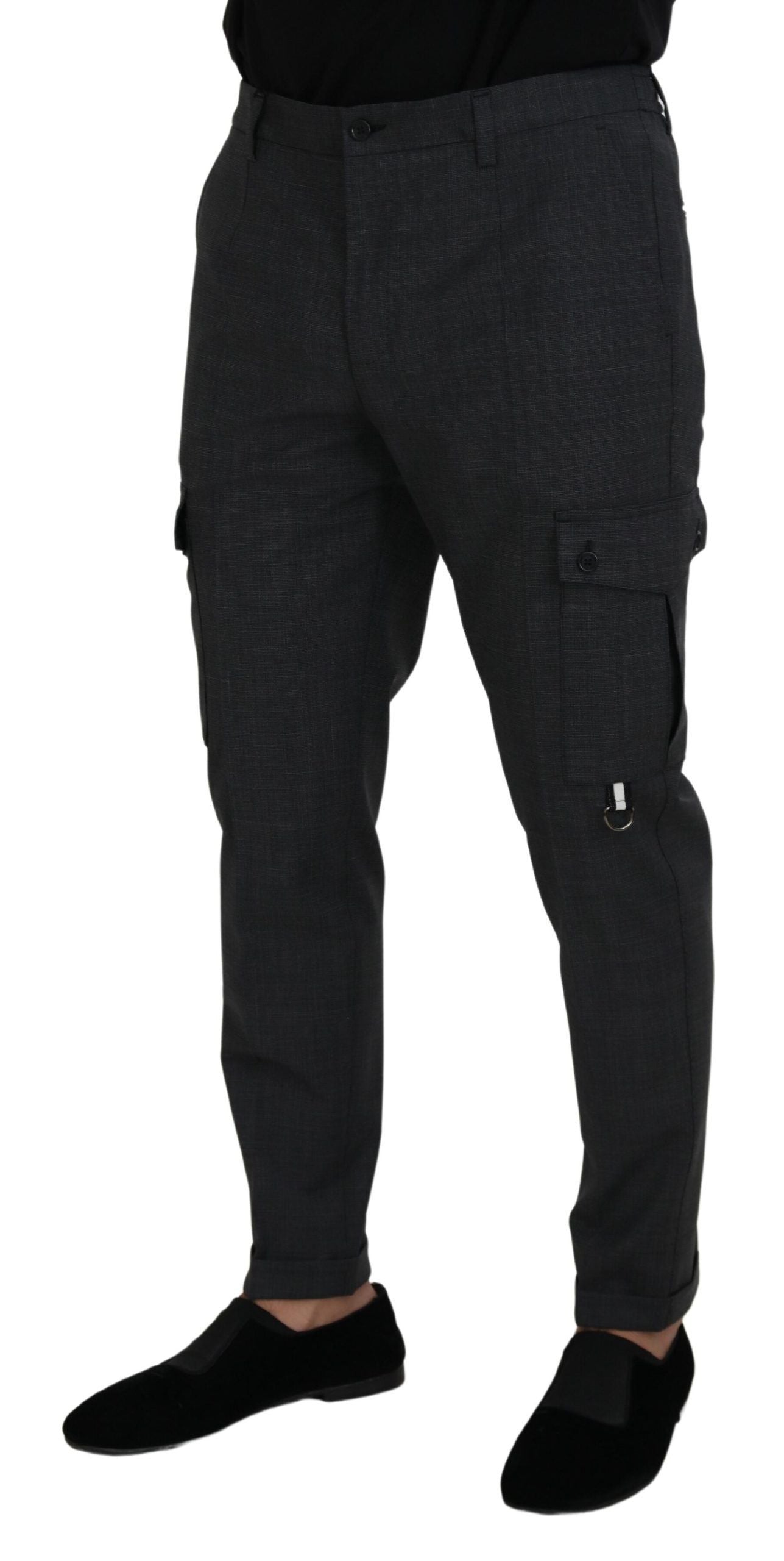 Pantalones cargo elegantes de corte entallado a cuadros