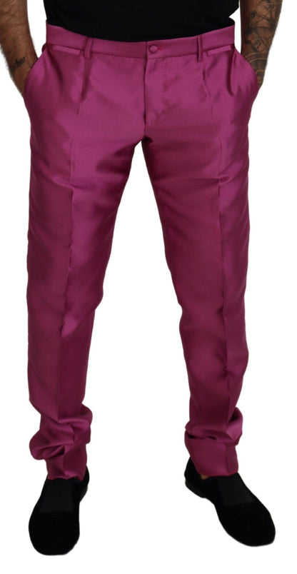 Pantalones de vestir formales elegantes de corte entallado en color rosa