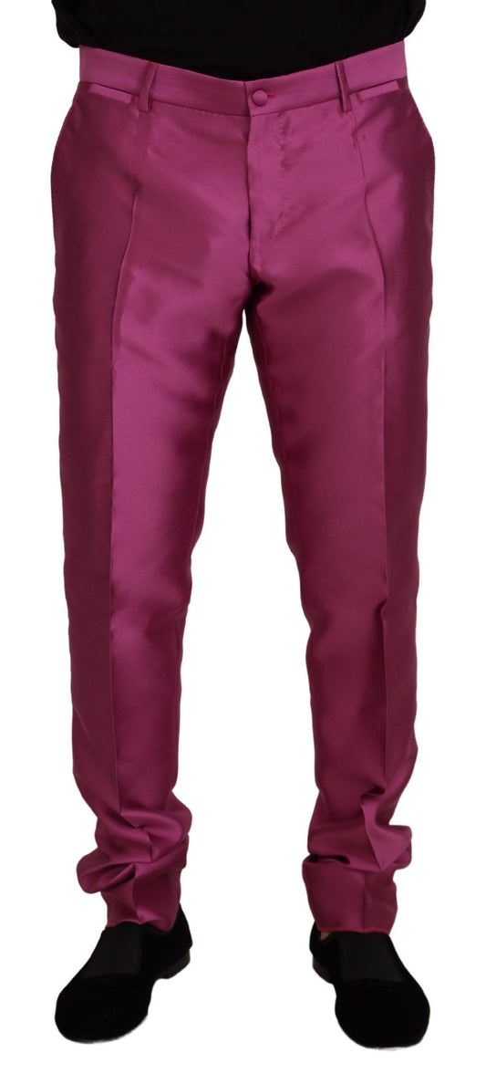 Pantalones de vestir formales elegantes de corte entallado en color rosa