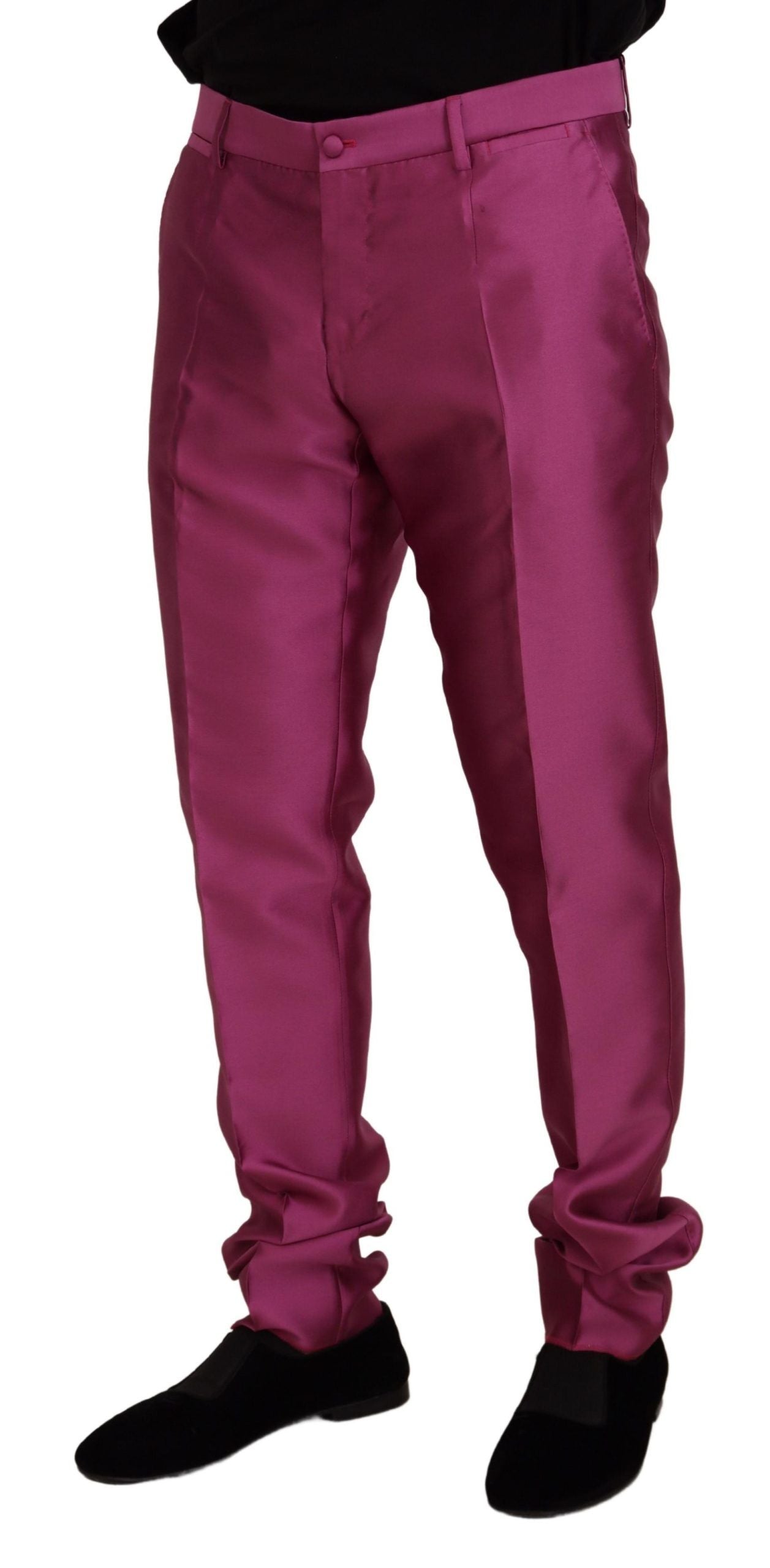 Pantalones de vestir formales elegantes de corte entallado en color rosa
