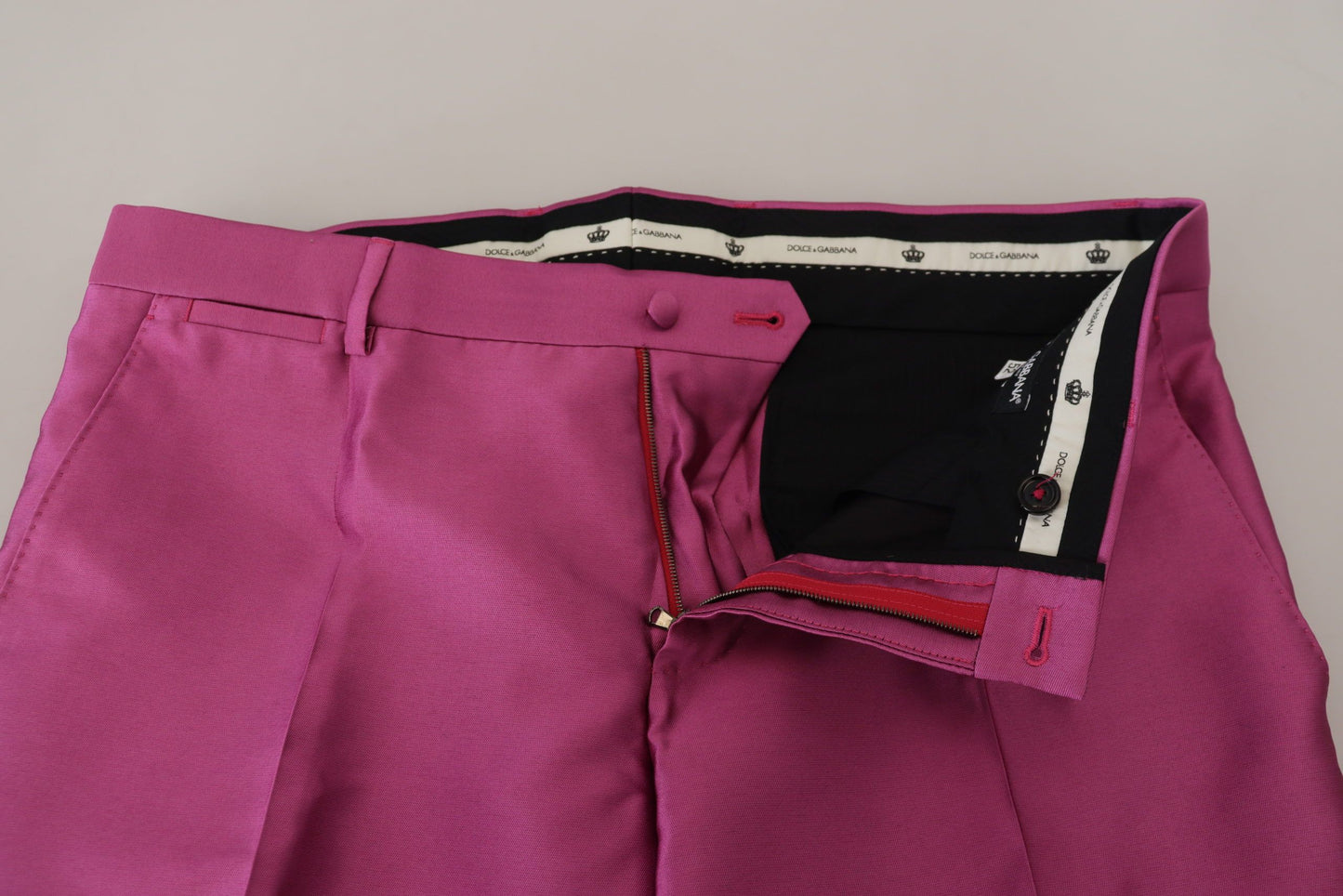 Pantalones de vestir formales elegantes de corte entallado en color rosa