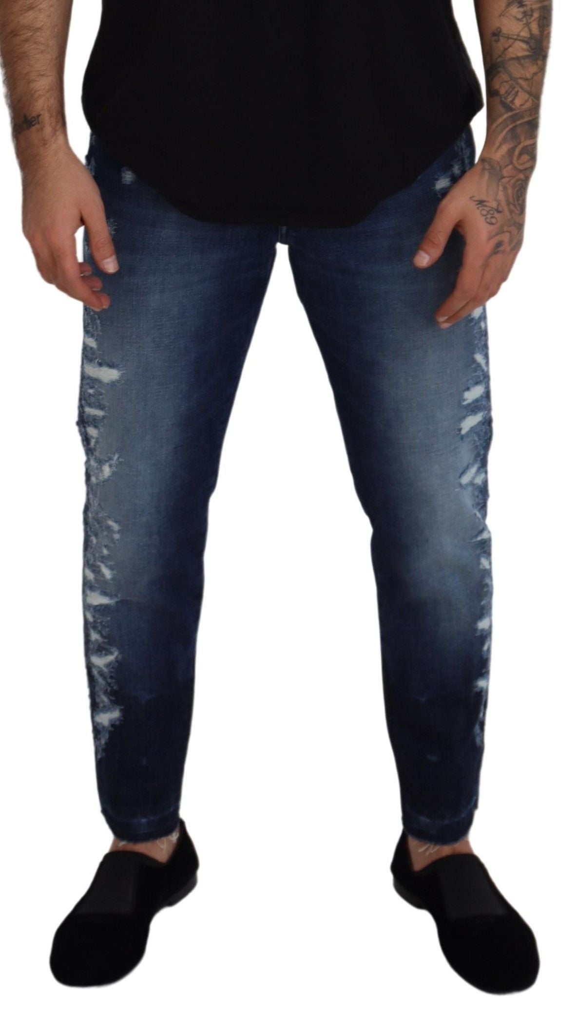 Vaqueros elegantes de corte regular con lavado azul