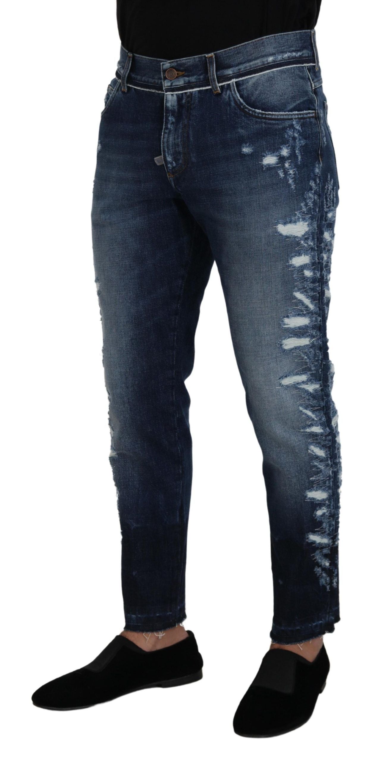 Vaqueros elegantes de corte regular con lavado azul