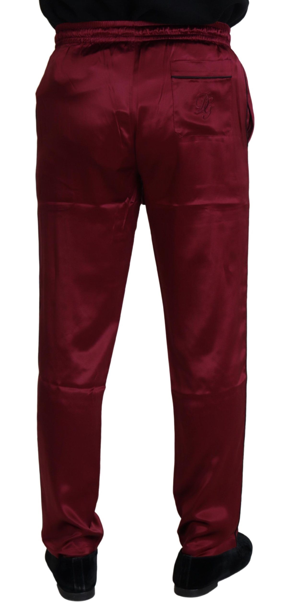 Pantalones de seda para estar en casa en color burdeos