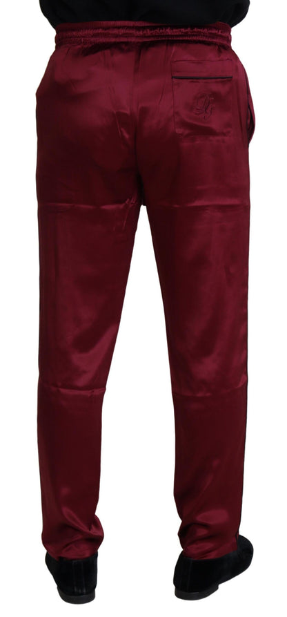 Pantalones de seda para estar en casa en color burdeos