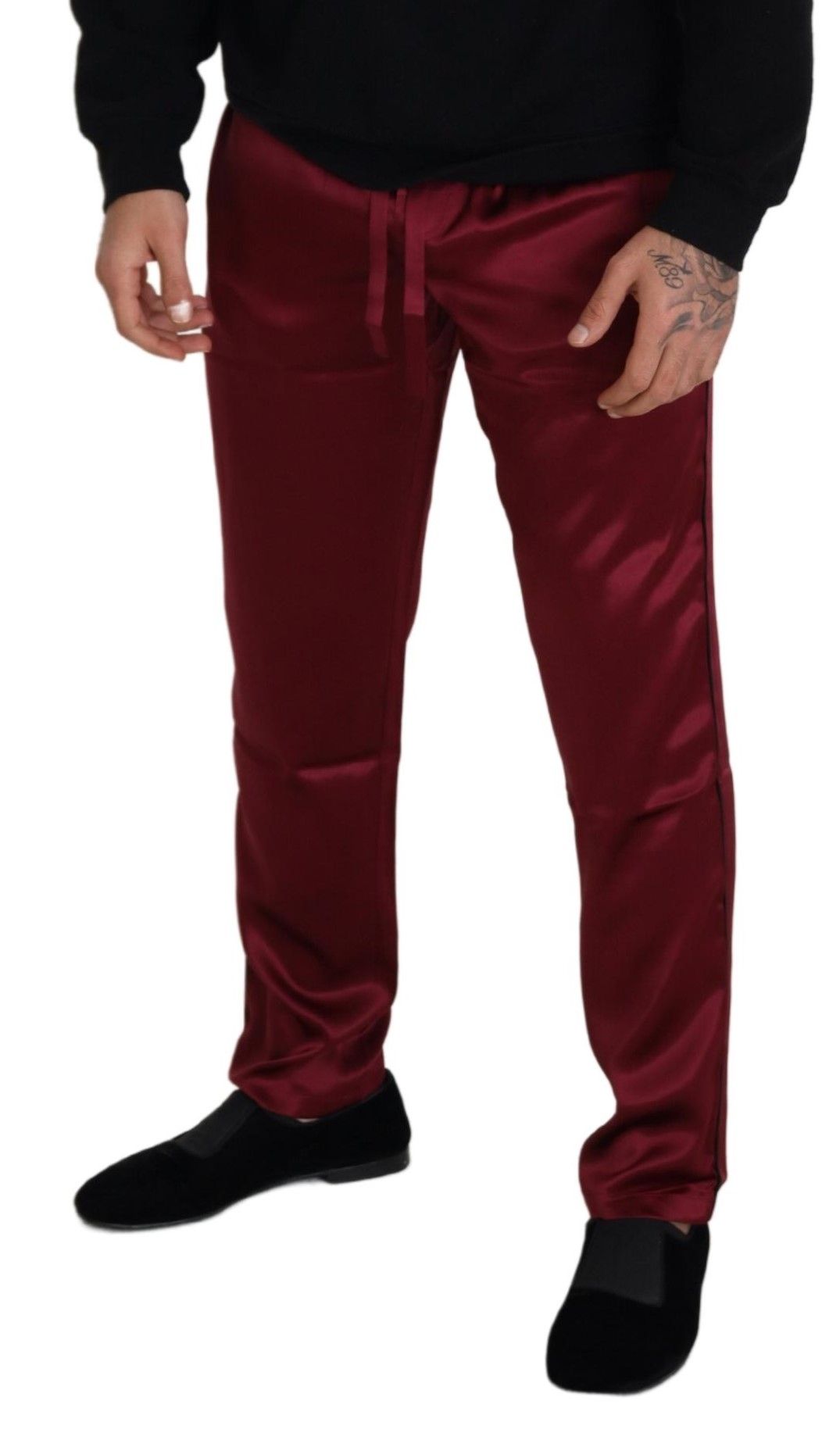Pantalones de seda para estar en casa en color burdeos