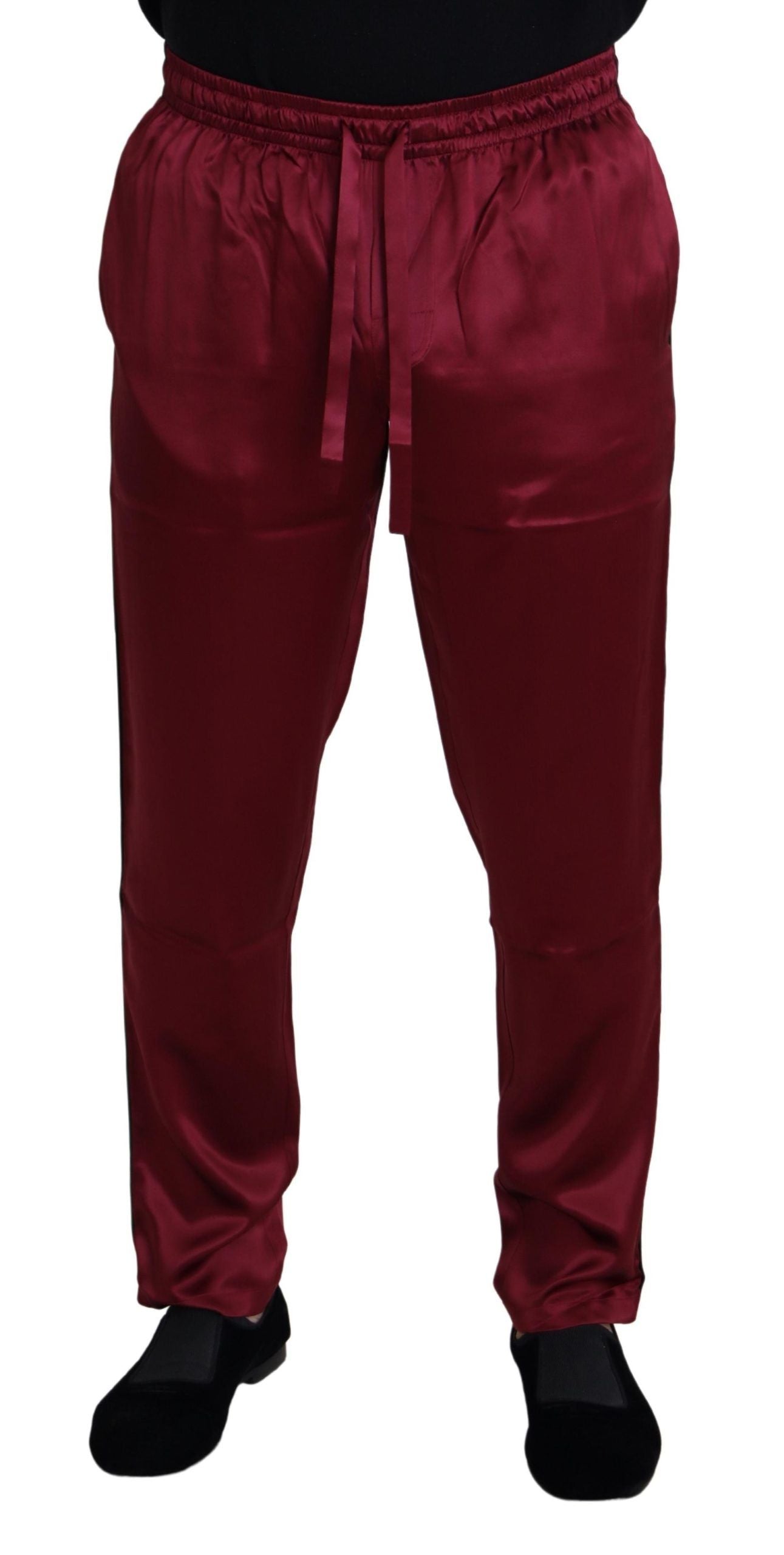 Pantalones de seda para estar en casa en color burdeos