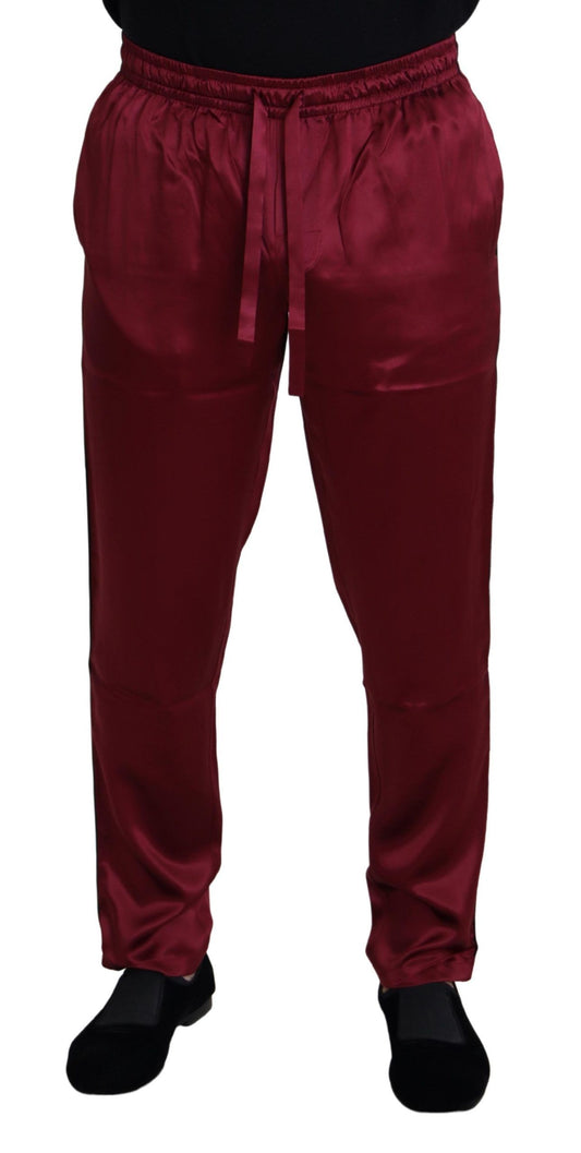 Pantalones de seda para estar en casa en color burdeos