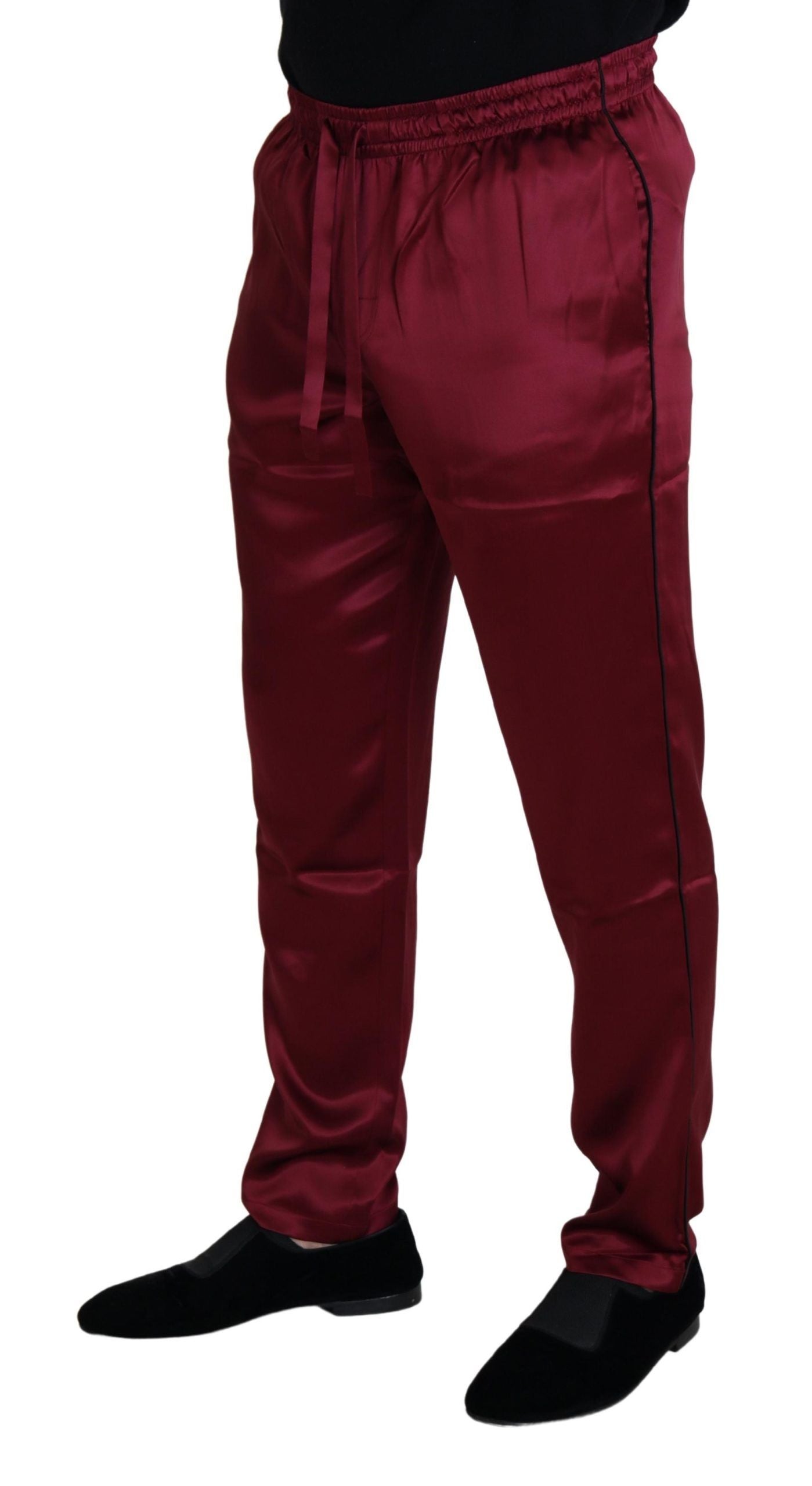 Pantalones de seda para estar en casa en color burdeos