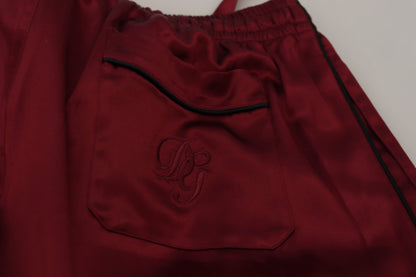 Pantalones de seda para estar en casa en color burdeos