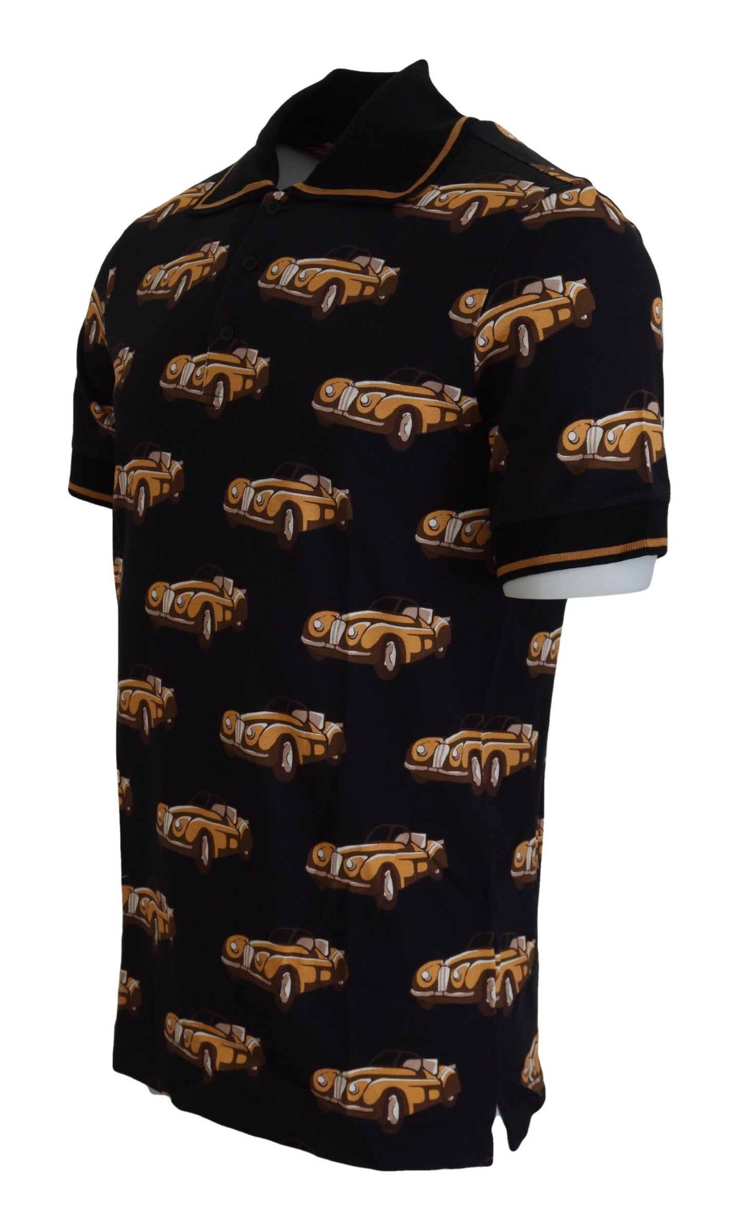 Polo elegante con estampado de coche en negro