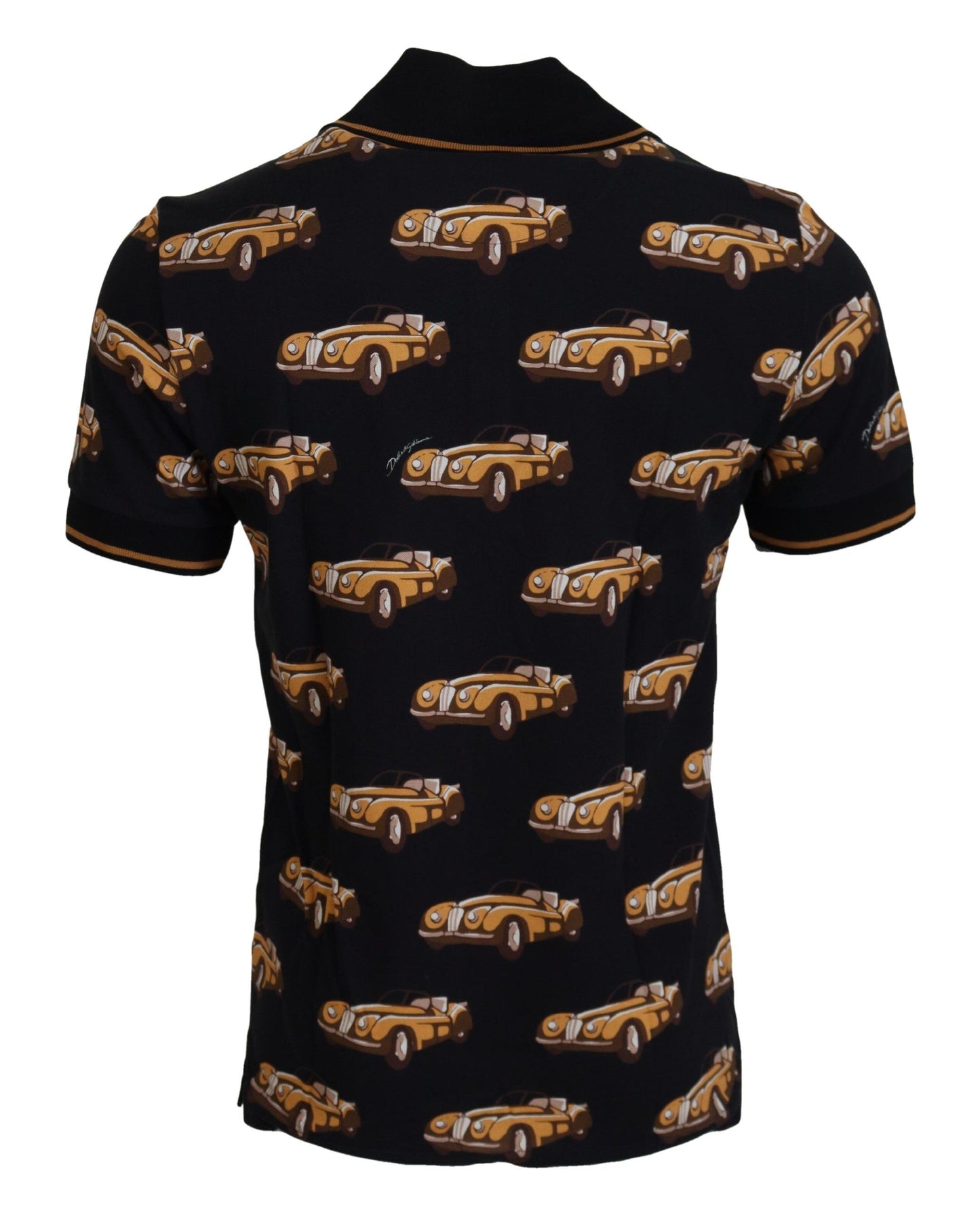 Polo elegante con estampado de coche en negro