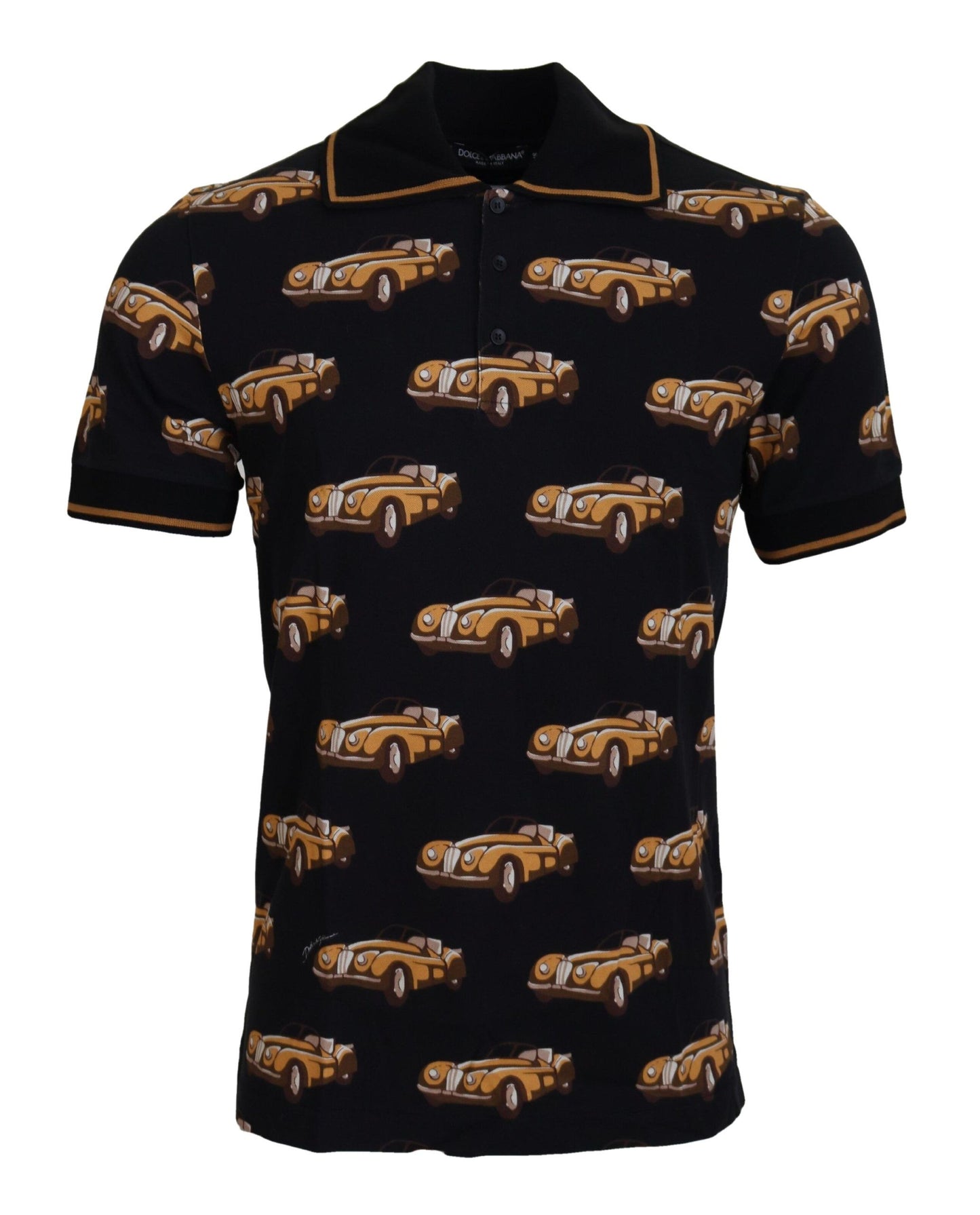 Polo elegante con estampado de coche en negro